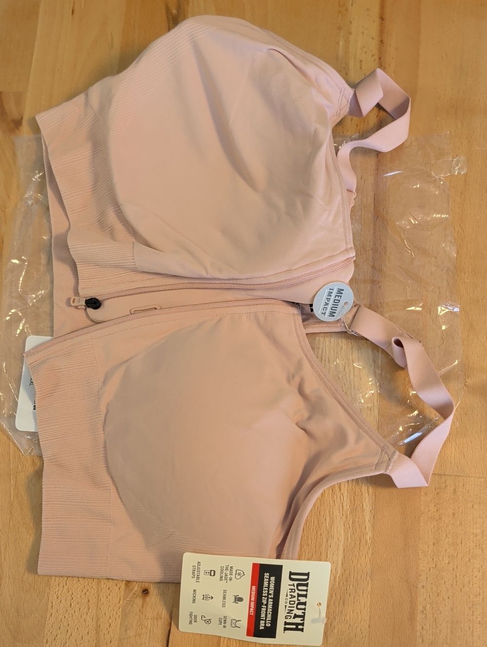 Duluth Trading Co Blush Front-Zip Support Bra | XXL | NWT